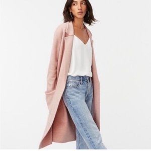 JCREW Ella open front long wool sweater coat, blush pink
